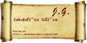 Jakubács Géza névjegykártya